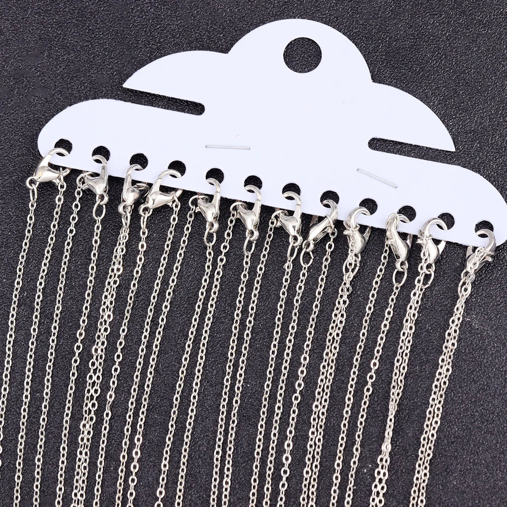 12Pcs/Set Gold Silver Color Copper O Chain Women's Collarbone Chain For Charm Necklace DIY Jewelry Wholesale