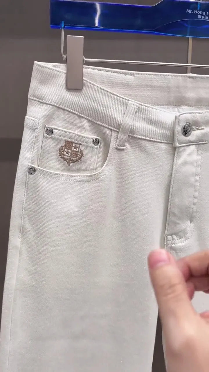 Spring New Men's Denim Jeans Stylish Versatile High Quality Cool Business Casual Washed mid Waist Standard Fit Straight Leg