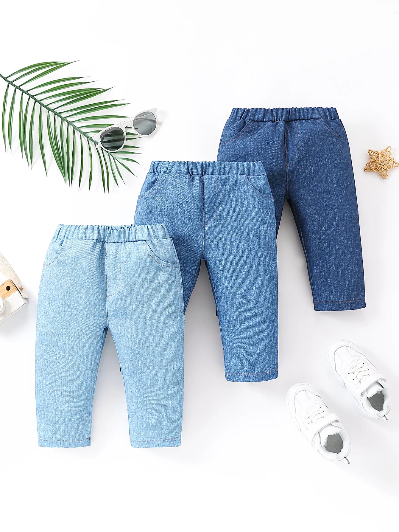 Kids' Denim Pants Set Casual Everyday Style Elastic Waist Design Multi-Color Options Loose Comfortable Fit Children's Clothing