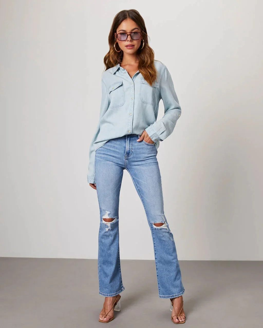 Denim Shirts For Women Spring Autumn New Vintage Denim Shirt Casual Fashion Lapel Single-breasted Long-sleeved Shirt Female Tops