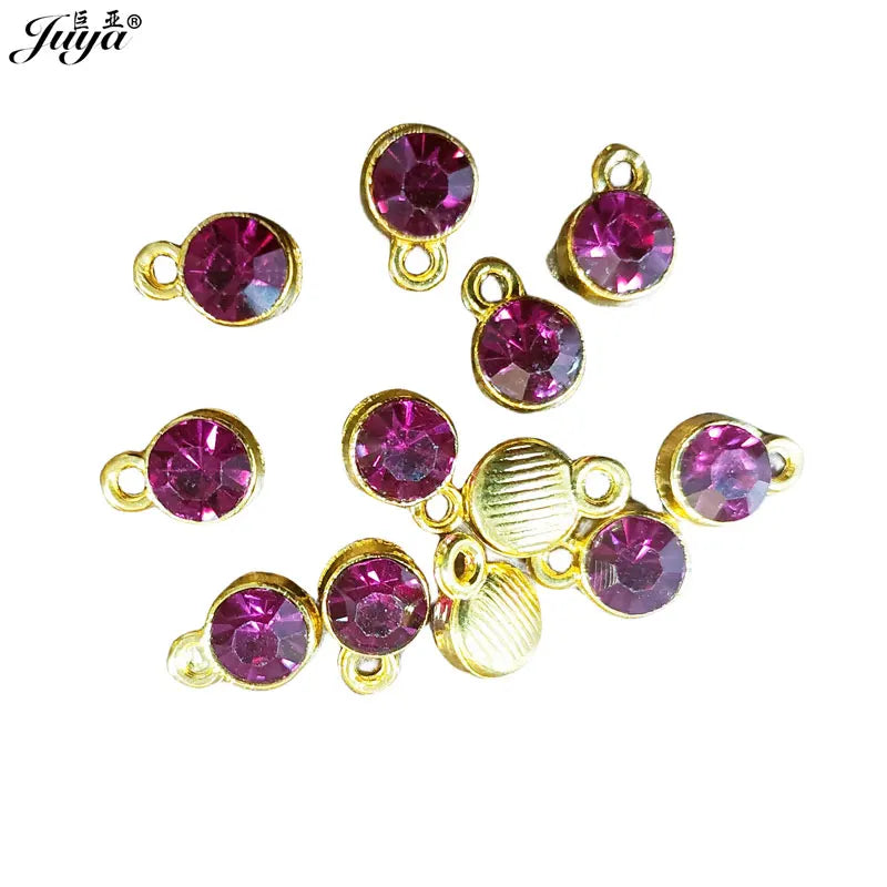 30pcs/lot Crystal Charms Jewelry DIY Making Findings Colorful Birthstone Charms Necklace Pendant Bracelet Handmade Accessories