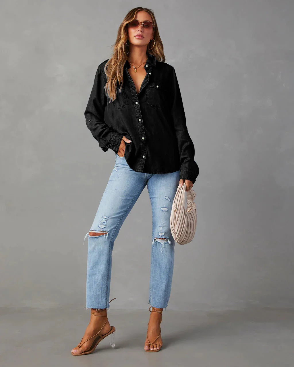 Denim Shirts For Women Spring Autumn New Vintage Denim Shirt Casual Fashion Lapel Single-breasted Long-sleeved Shirt Female Tops