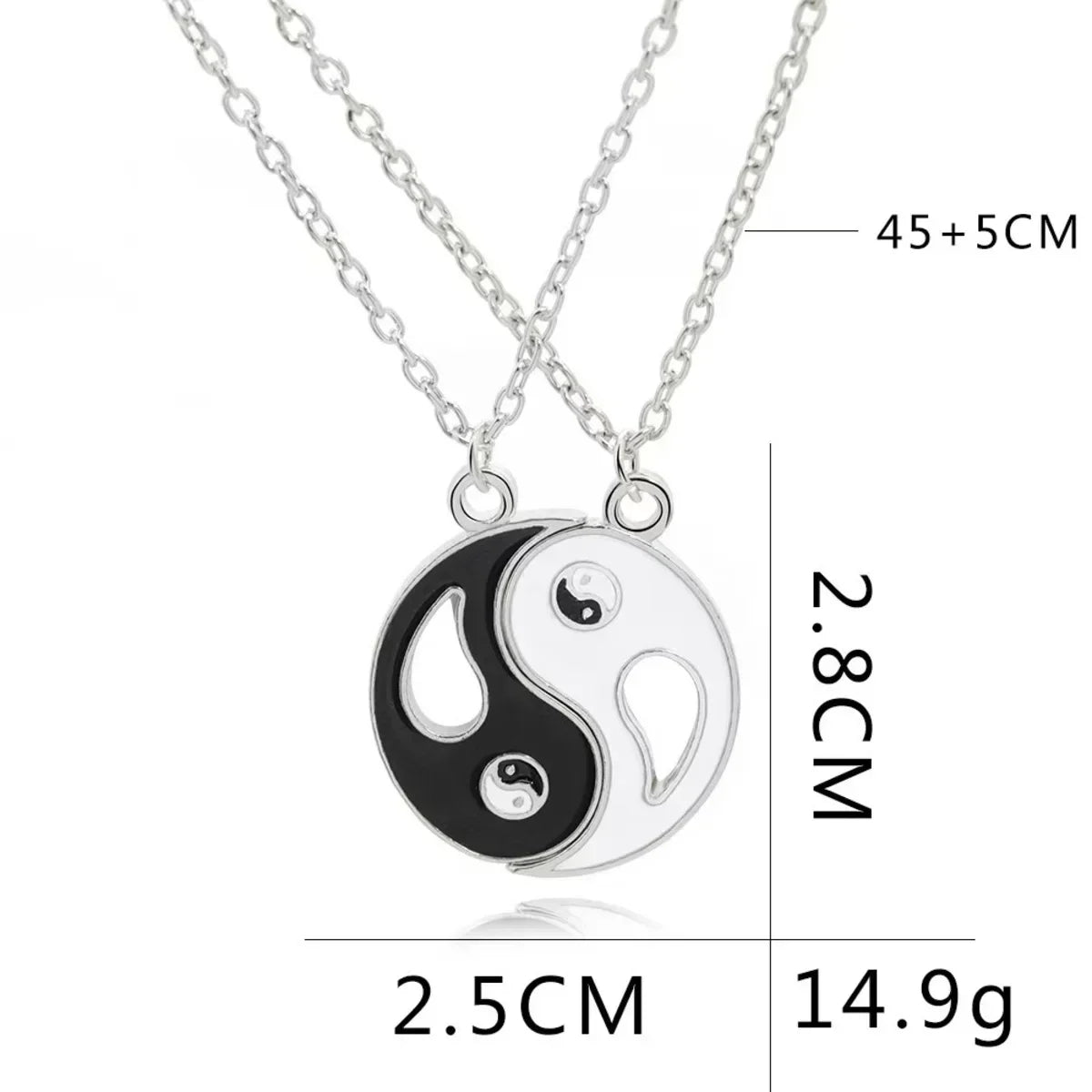 2Pcs Tai Chi Yin Yang Eight Trigrams Pendant Necklaces Set for Couple Silver Color Chain Matching Lover Choker Collar Gift New