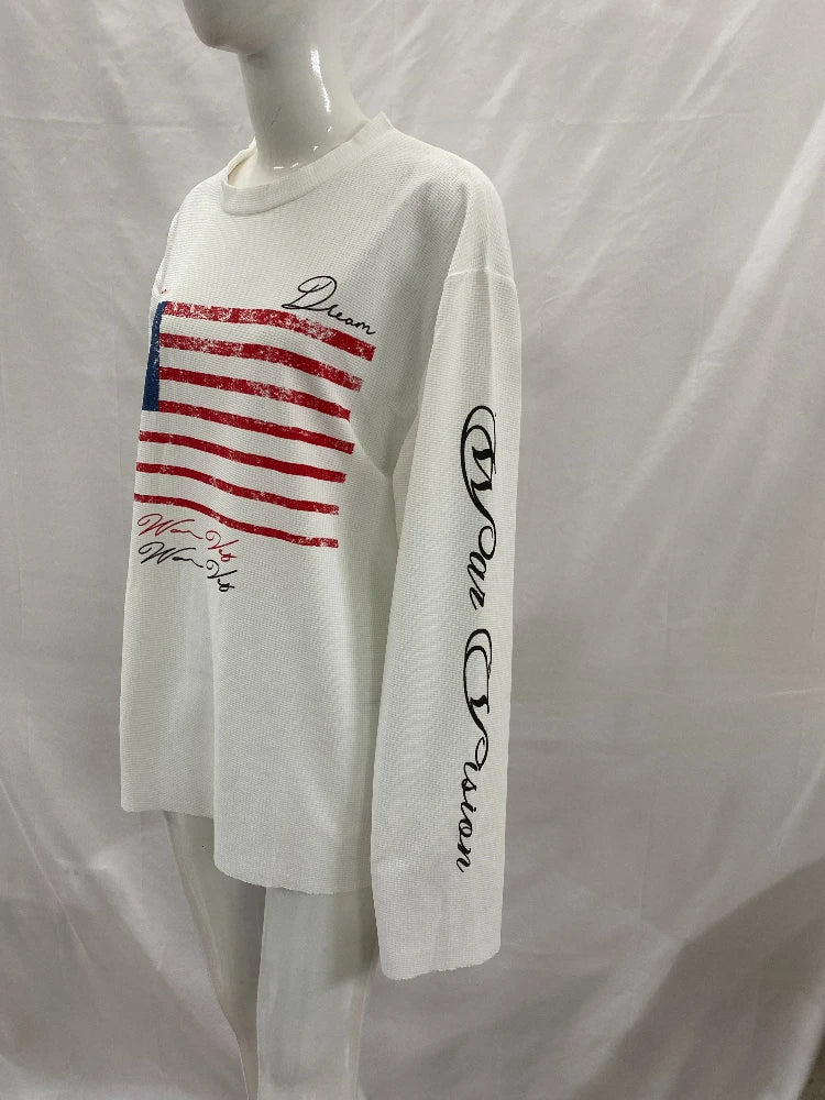 New hoodie street round neck long sleeved personalized loose T-shirt letter printed loose and versatile embroidered clothing
